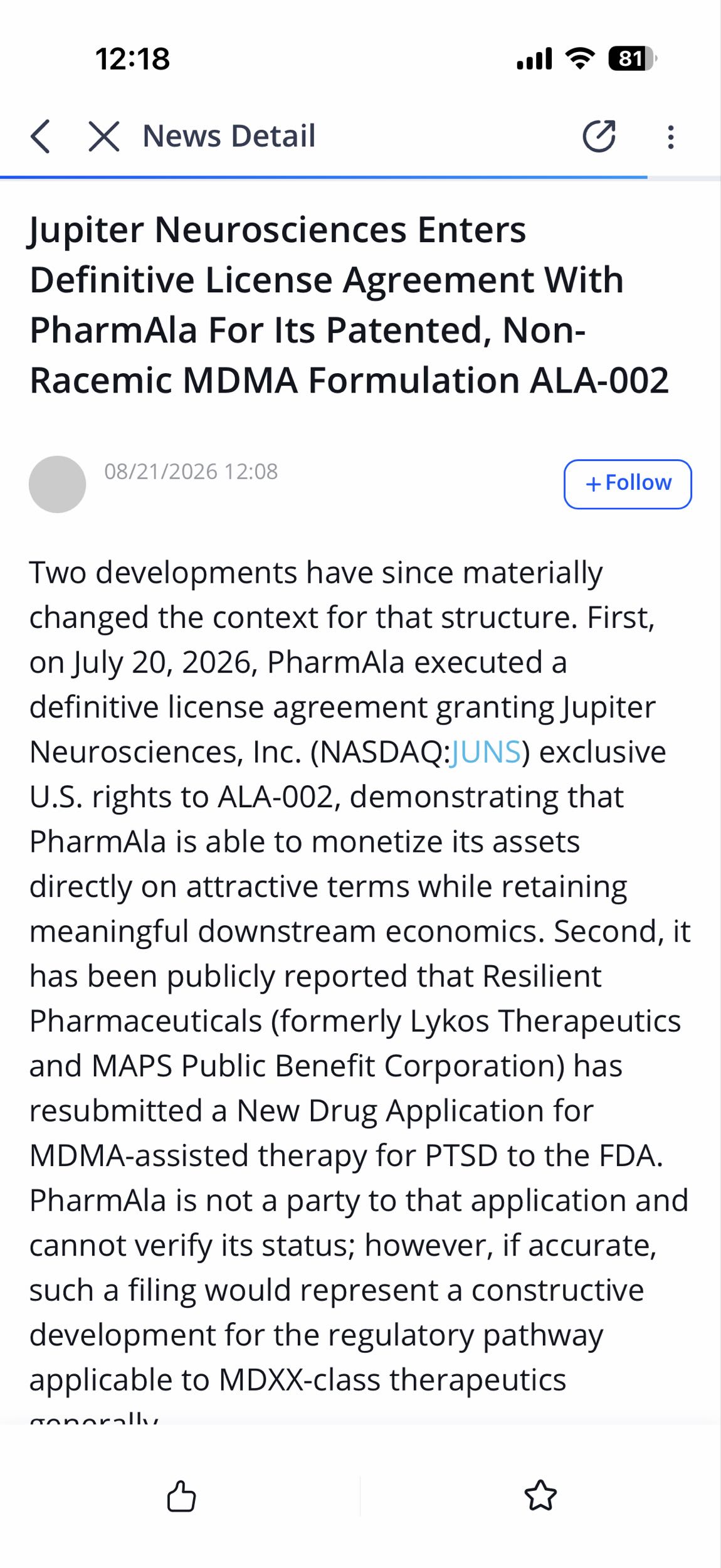 has news for the move it seems