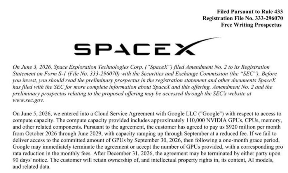 Looks like Google is paying like a billion dollars per month to SpaceX for compute.
