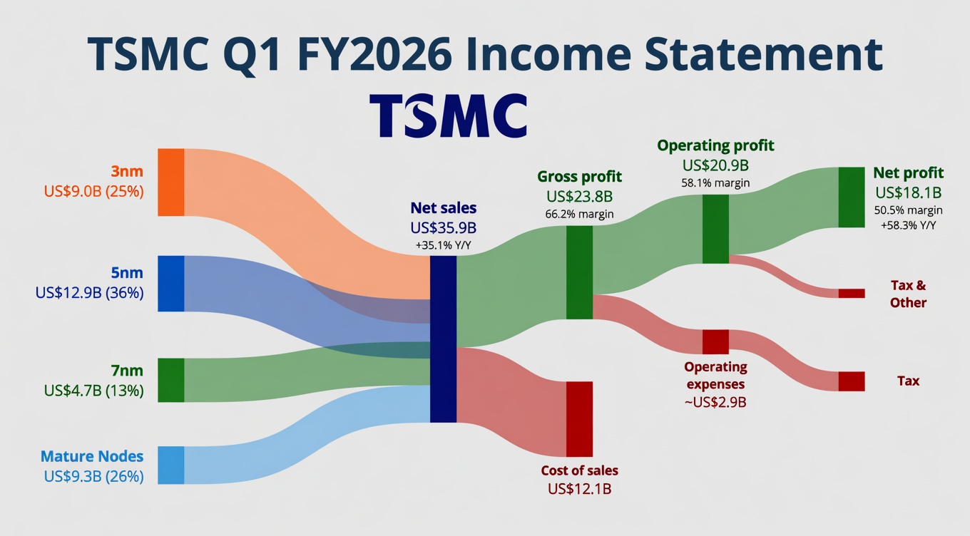 Sankey style visualisation of TSMC earnings