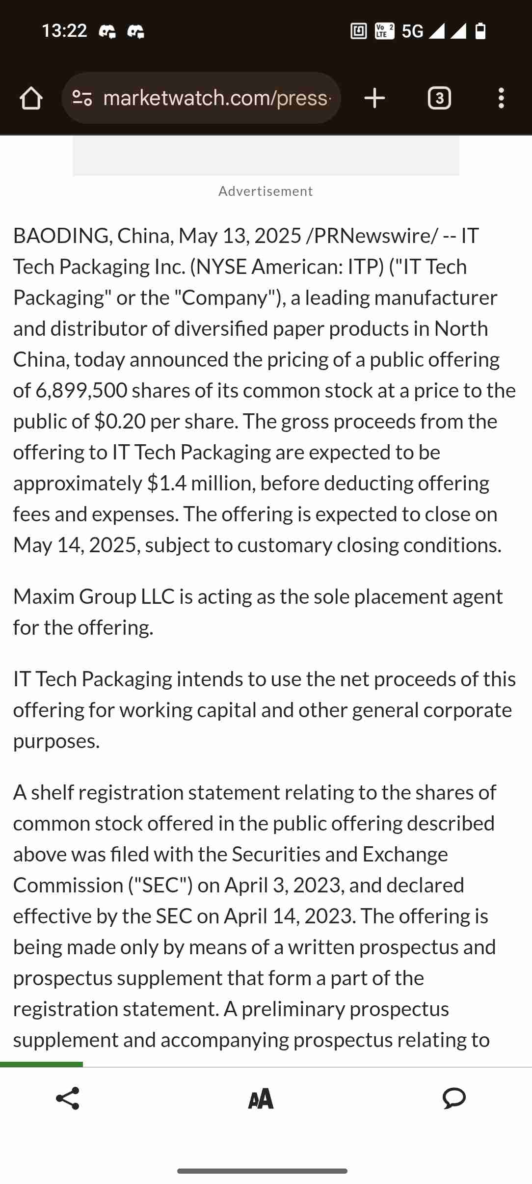 New shares