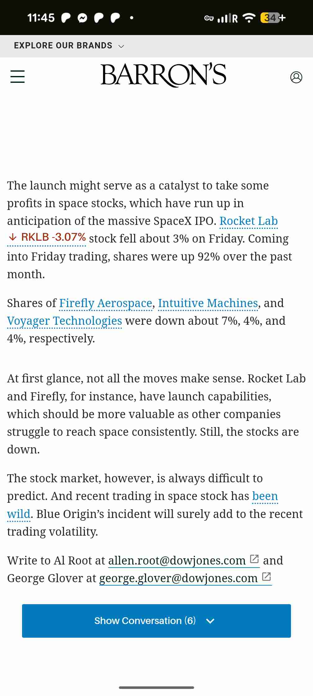 Barron's, stating the obvious.