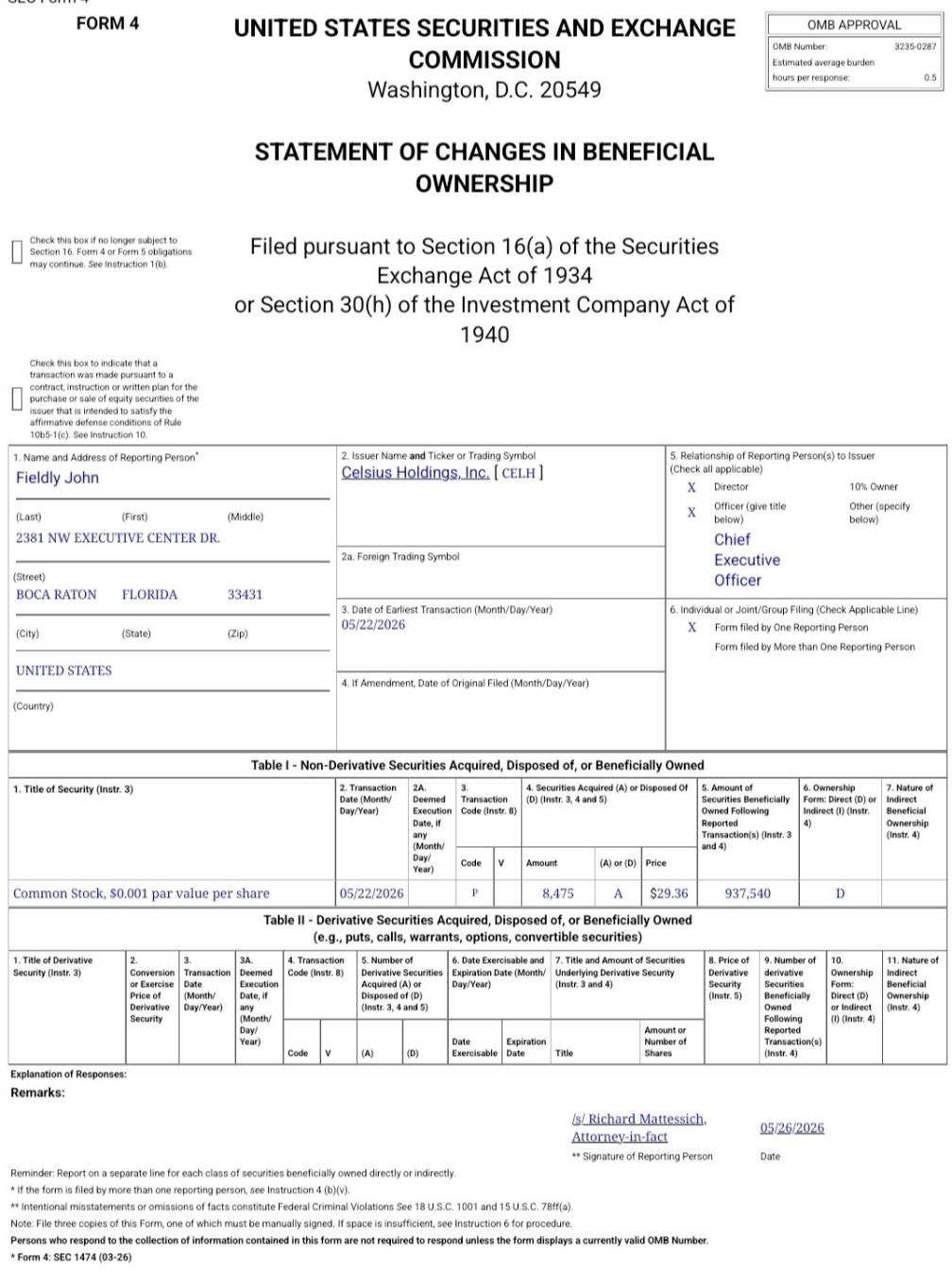 Celsius CEO just bought 8,500 shares!💹