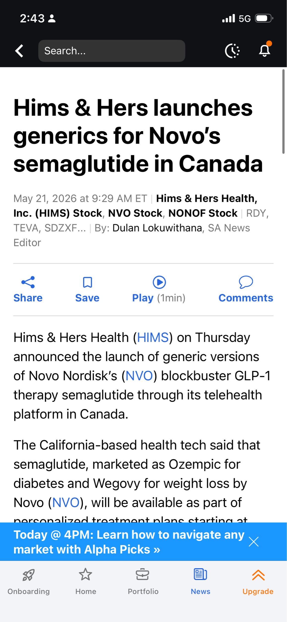 News: Hims & Hers launches generics for Novo’s semaglutide in Canada