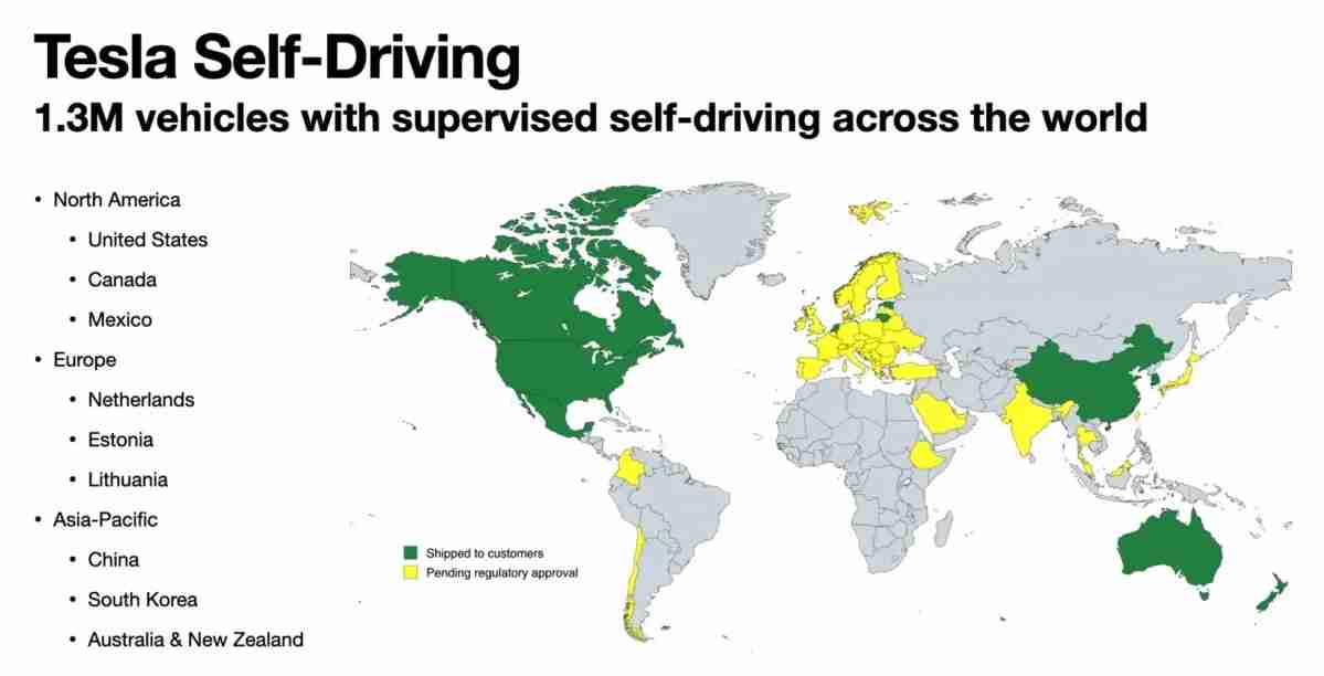 Tesla releases locations pending FSD and Autopilot approval.
