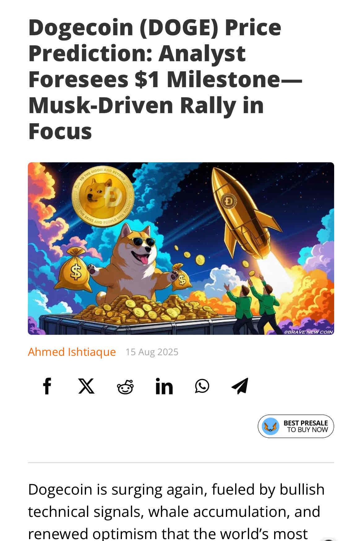 Report says aiming to $1 noW