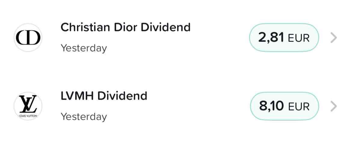My wife’s dividends from LVMH & Dior