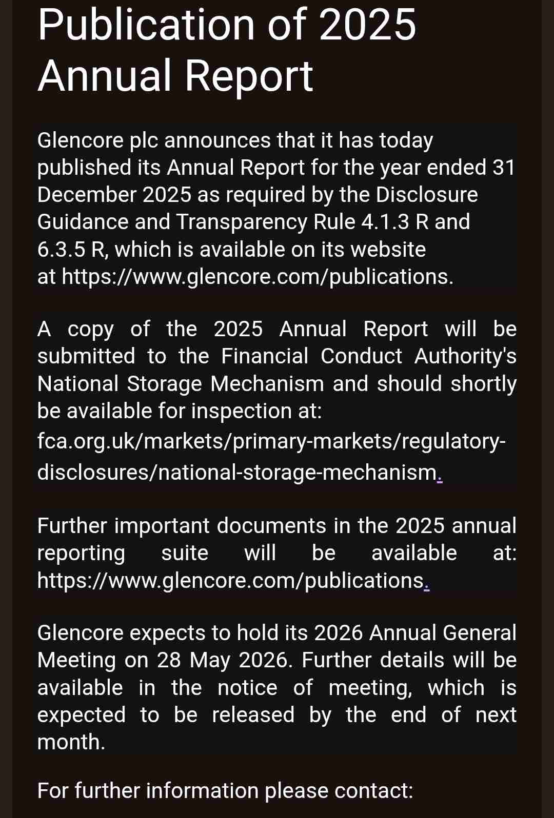 Glencore 2025 Annual report
