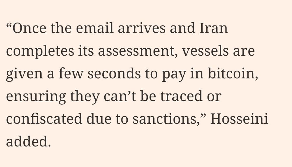 Iran taking payment in BTC