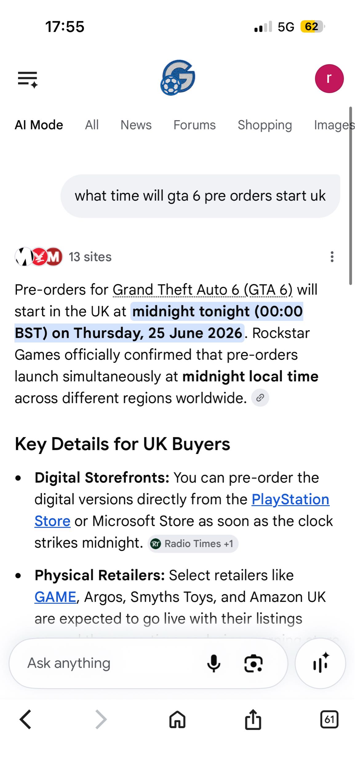 Live tonight then?