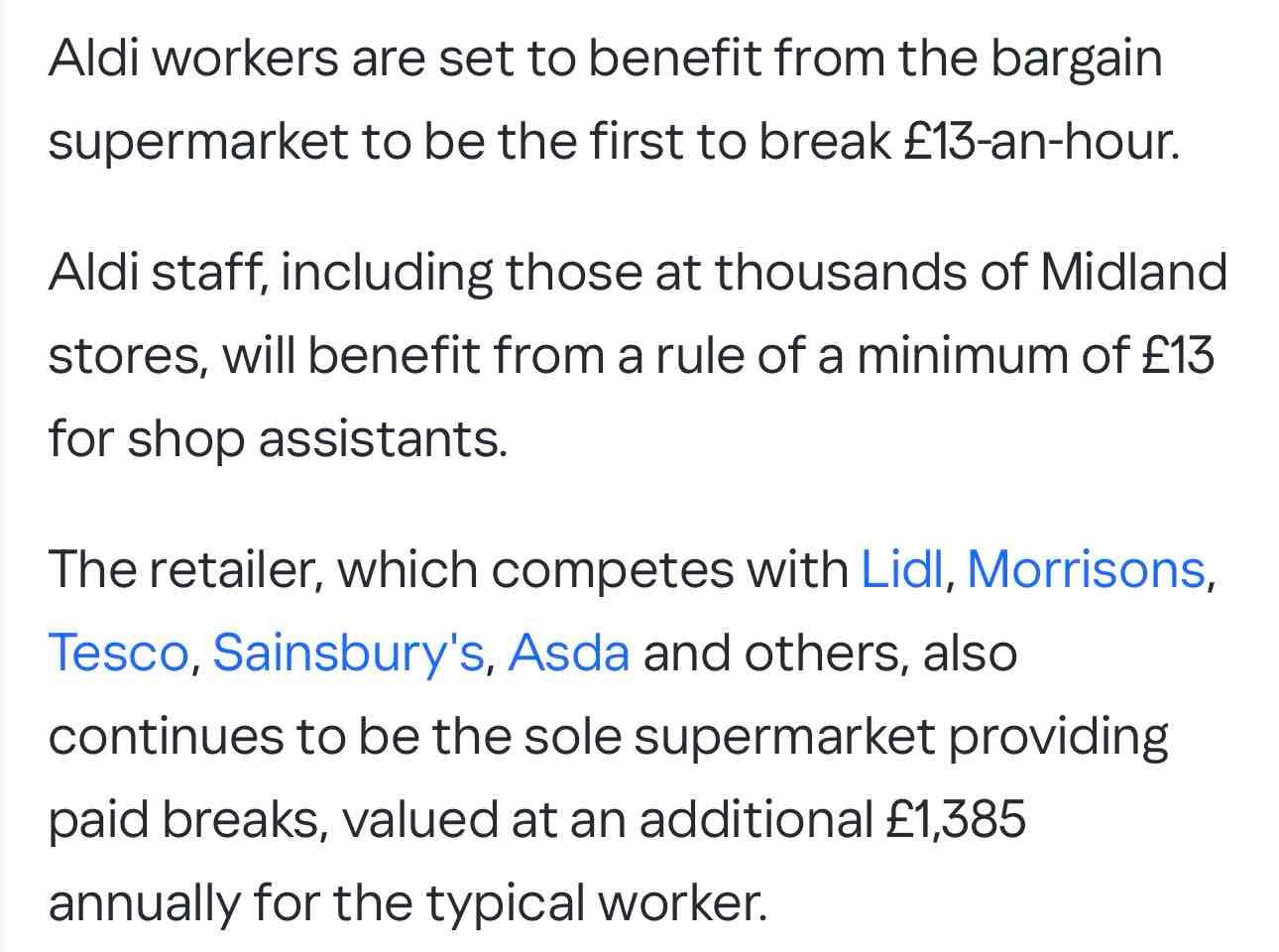 Supermarket update…