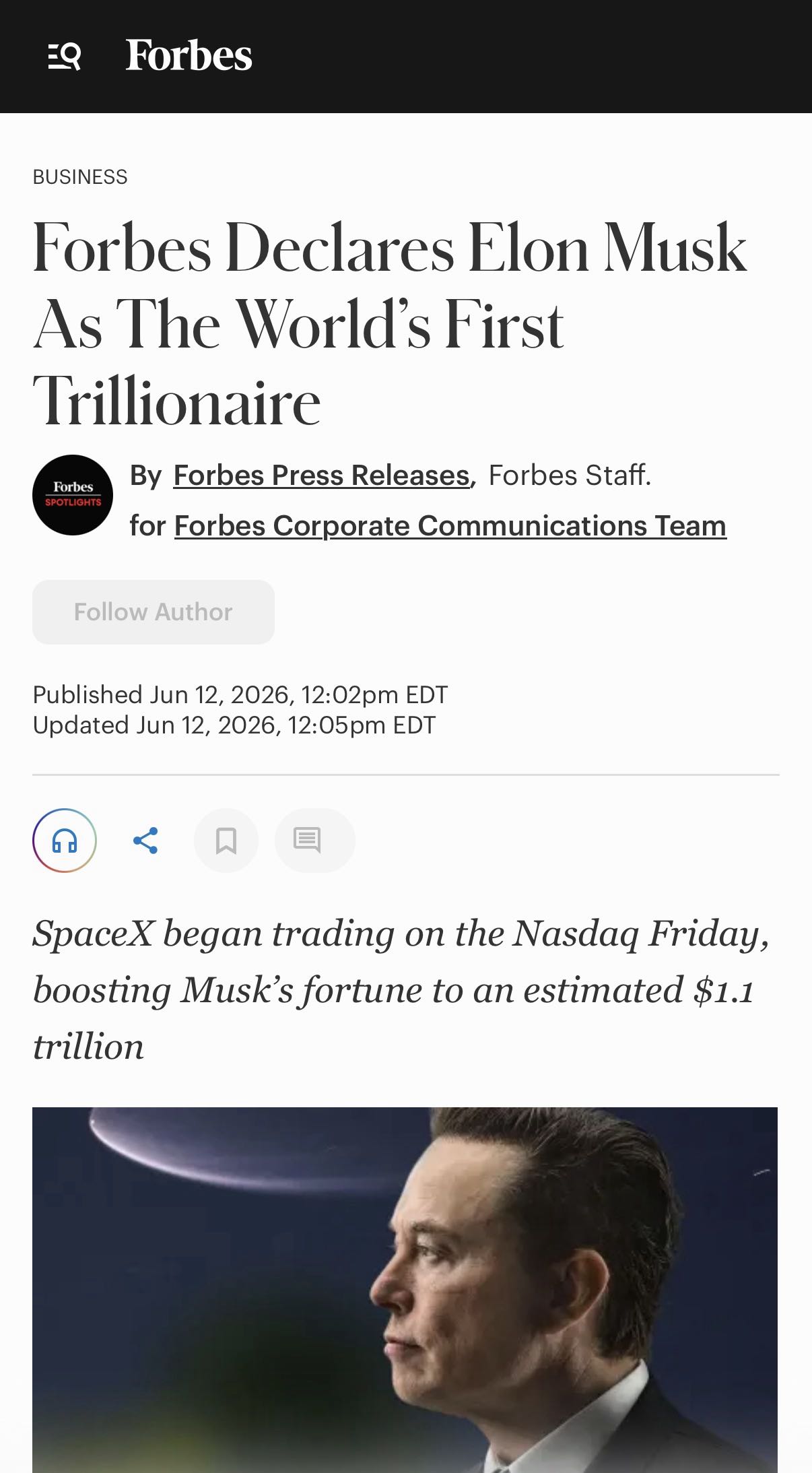 Congrats on you guys making the worlds first trillionaire